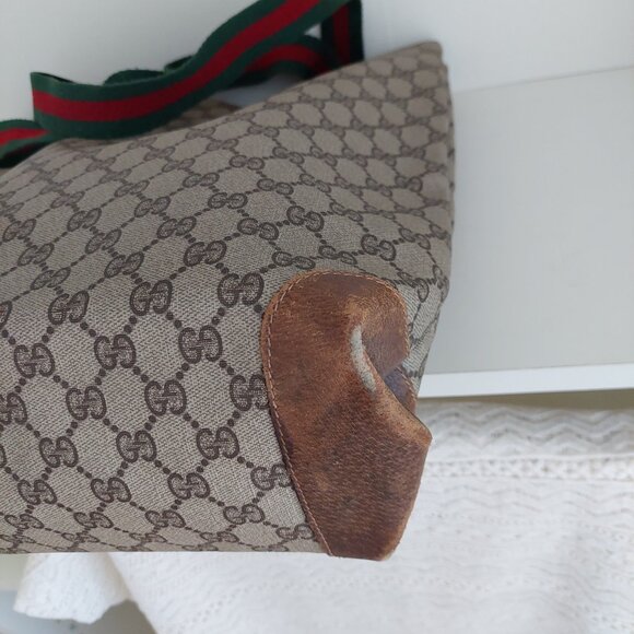 Gucci Web Tan Monogram Canvas Sherry Line GG Tote Bag - Picture 8 of 16
